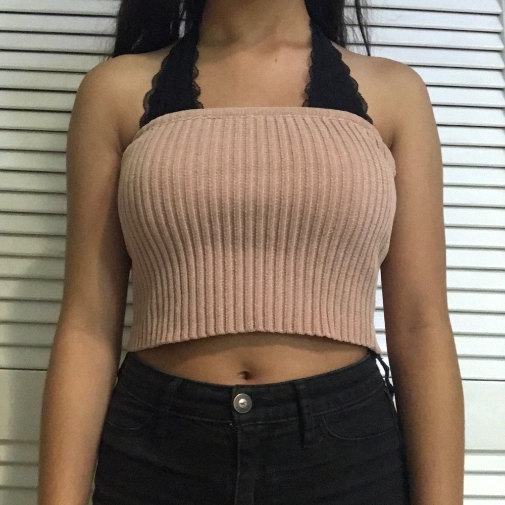 mauve sweater tube top